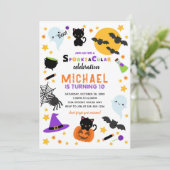 Orange Spooktacular Halloween Geburtstag Einladung (Stehend Vorderseite)