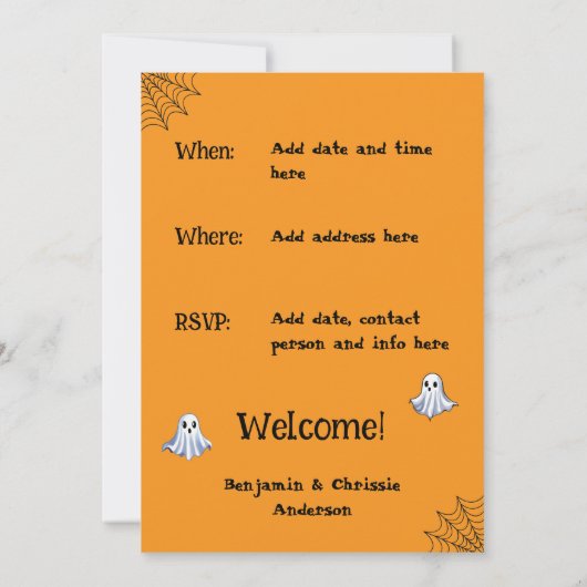 Orange Spooktacular Halloween Ghost Party Einladung (Rückseite)