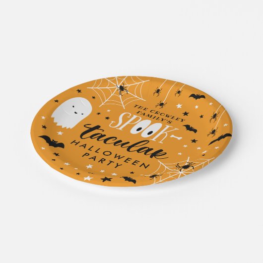Orange Spooktacular Halloween Party Pappteller (Schrägansicht)