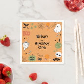 Orange Spooky Ein Niedliches Halloween 1. Geburtst Serviette (Beispiel)