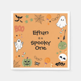 Orange Spooky Ein Niedliches Halloween 1. Geburtst Serviette
