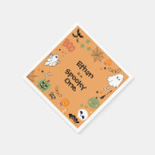 Orange Spooky Ein Niedliches Halloween 1. Geburtst Serviette (Ecke)