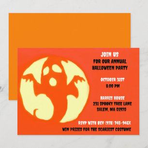 Orange Spooky Halloween Ghosted Party Einladung