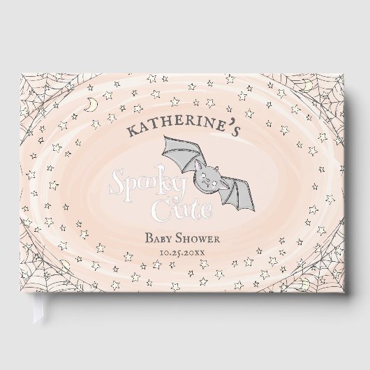 Orange Spooky Niedlich Bats Halloween Kinderdusche Gästebuch (Vorderseite)