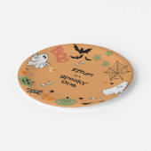 Orange Spooky One Cute Halloween 1st Birthday Pappteller (Schrägansicht)