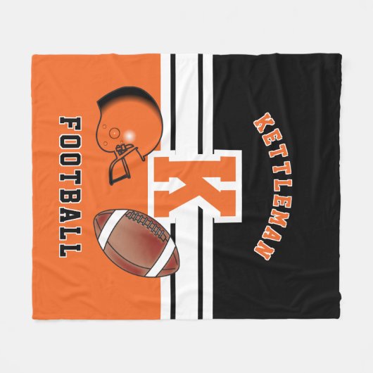 🏈 Orange Sport Letter Fleecedecke (Vorderseite (Horizontal))