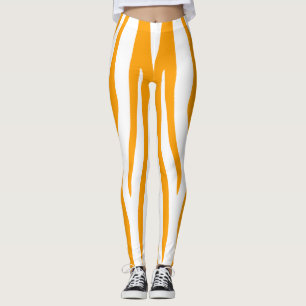 Orange Sport Zebra Leggings