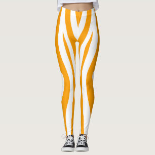 Orange Sport Zebra Leggings