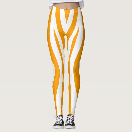 Orange Sport Zebra Leggings (Vorderseite)