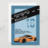 Orange Sports Car Einladung (Vorne/Hinten)