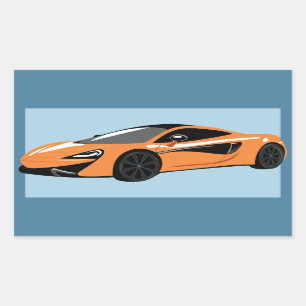 Orange Sports Car Einladung Rechteckiger Aufkleber