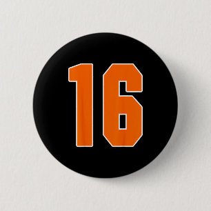 Orange Sports Nummer 16 Trikot Uniform Spieler Fan Button