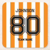 Orange Sports Team Individuelle Name Number Team G Rechteckiger Pappuntersetzer (Vorderseite)