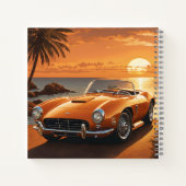 Orange Sportscar Sunset Tropical Beach Notizblock (Rückseite)