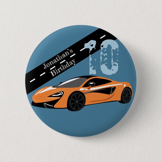 Orange Sportwagen Button (Vorderseite)