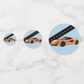 Orange Sportwagen Konfetti (Vorderseiten)