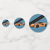 Orange Sportwagen Konfetti (Rückseiten)