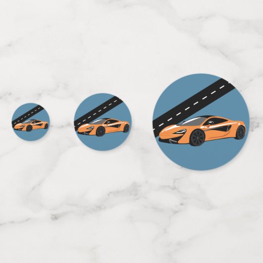 Orange Sportwagen Konfetti (Rückseiten)