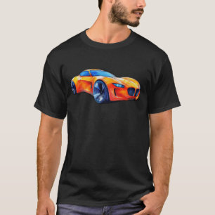 Orange Sportwagen-Konzept Bleistiftskizze T-Shirt