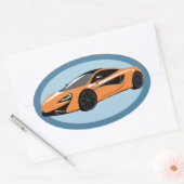 Orange Sportwagen Ovaler Aufkleber (Umschlag)