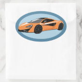 Orange Sportwagen Ovaler Aufkleber (Tasche)