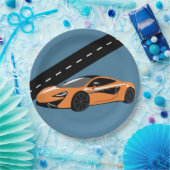 Orange Sportwagen Pappteller (Party)