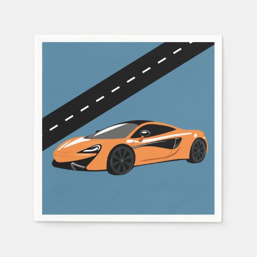 Orange Sportwagen Serviette (Vorderseite)