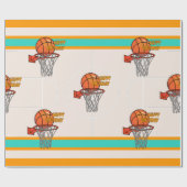 Orange Sporty Basketball Hoop Happy Birthday Geschenkpapier (Flach)
