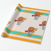 Orange Sporty Basketball Hoop Happy Birthday Geschenkpapier (Ungerollt)