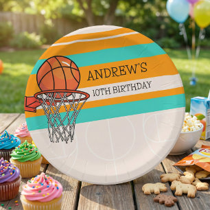 Orange Sporty Basketball Hoop Kindergeburtstag Pappteller
