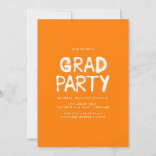 Orange Spray Paint Foto Graduation Party Einladung (Rückseite)