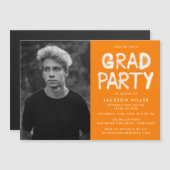 Orange Spray Paint Foto Graduation Party Magneteinladung (Vorne/Hinten)