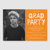 Orange Spray Paint Foto Graduation Party Magneteinladung (Vorderseite)