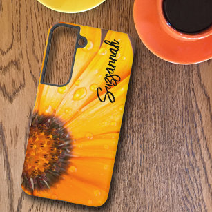 Orange Spring Flash African Daisy Nah-Up Foto Samsung Galaxy Hülle
