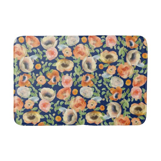Orange Spring Flowers Badematte (Vorderseite)