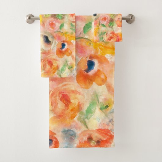Orange Spring Flowers Badhandtuch Set (Insitu)