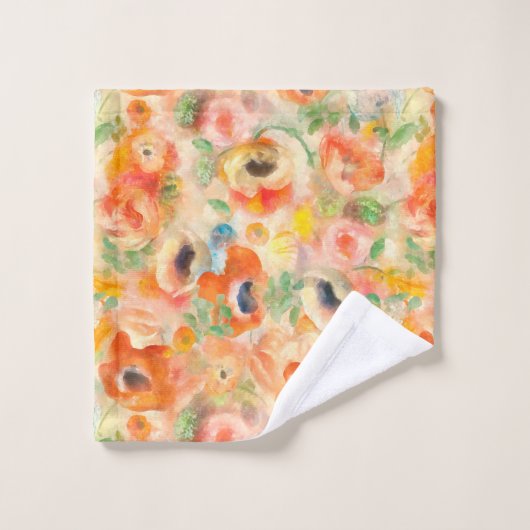 Orange Spring Flowers Badhandtuch Set (Waschlappen)