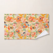 Orange Spring Flowers Badhandtuch Set (Handtuch)