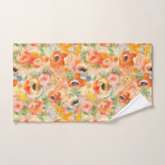 Orange Spring Flowers Badhandtuch Set (Handtuch)
