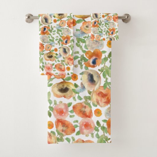 Orange Spring Flowers Badhandtuch Set (Insitu)