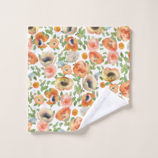 Orange Spring Flowers Badhandtuch Set (Waschlappen)