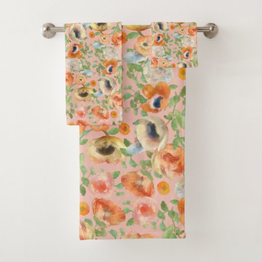 Orange Spring Flowers Badhandtuch Set (Insitu)