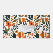 Orange Spring Flowers Botanical Pattern Floral Schreibtischunterlage (Tastatur & Maus)
