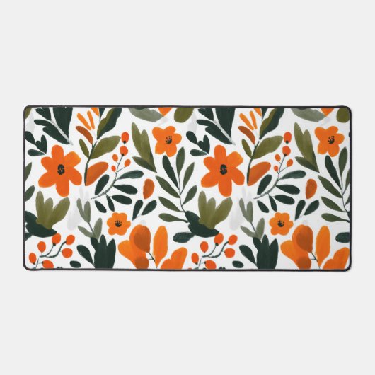 Orange Spring Flowers Botanical Pattern Floral Schreibtischunterlage (Vorderseite)