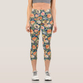 Orange Spring Flowers Capri Leggings (Vorderseite)