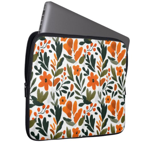 Orange Spring Flowers Elegant Chic Floral Pattern Laptopschutzhülle (Vorne Rechts)