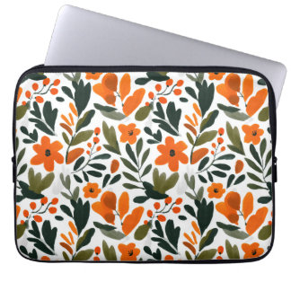 Orange Spring Flowers Elegant Chic Floral Pattern Laptopschutzhülle