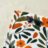 Orange Spring Flowers Elegant Floral Pattern Name Strandtuch (Beispiel)