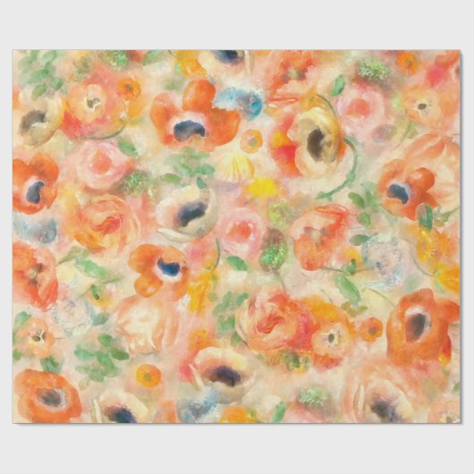Orange Spring Flowers Geschenkpapier (Flach)