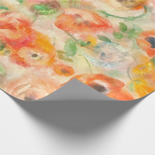Orange Spring Flowers Geschenkpapier (Ecke)
